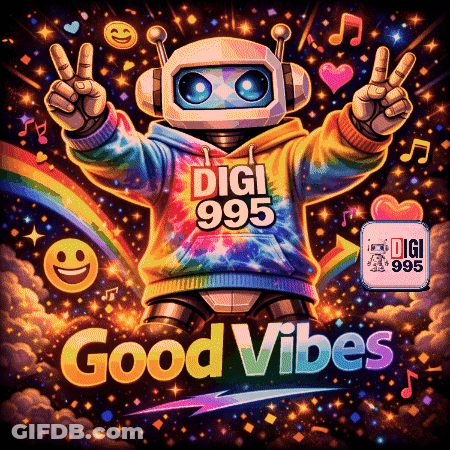 Robot Giving Peace Sign Good Vibes GIF