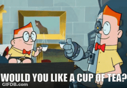 Robot Giving Tea To Boy GIF