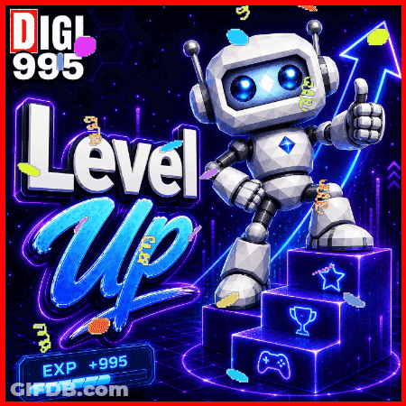 Robot Giving Thumbs Up Digi 995 Level Up GIF