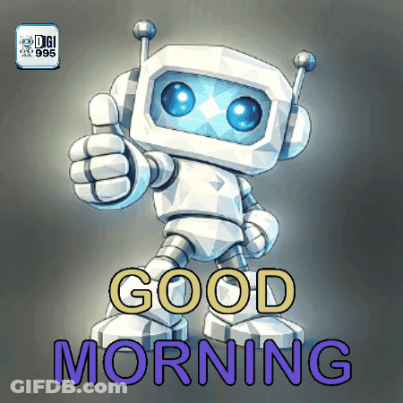 Robot Giving Thumbs Up Saying Good Morning GIF