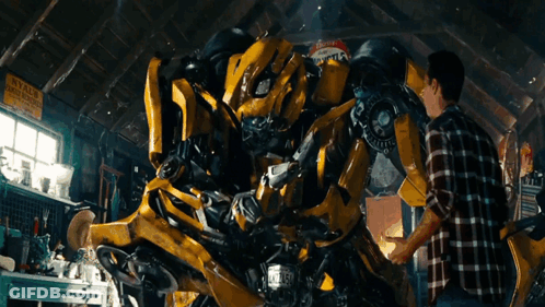 Robot Head With Two Yellow Lights GIF
