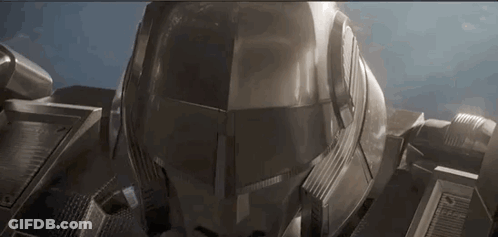 Robot Helmet Close Up Blue Background GIF