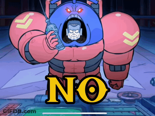 Robot Holding Bottle Saying No GIF