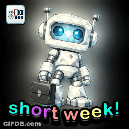 Robot Holding Briefcase Short Week GIF