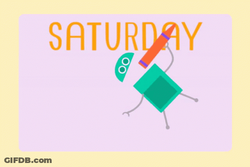 Robot Holding Crayon Saturday GIF