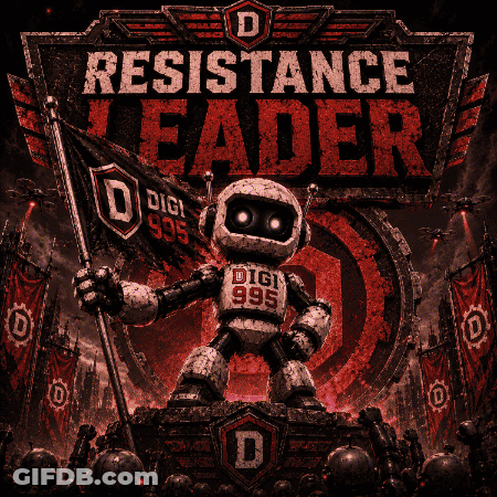 Robot Holding Flag Saying Resistance Leader GIF