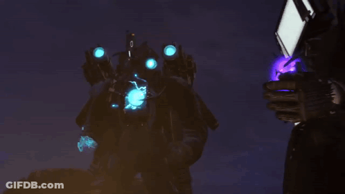 Robot Holding Gun In Front Of Fire GIF