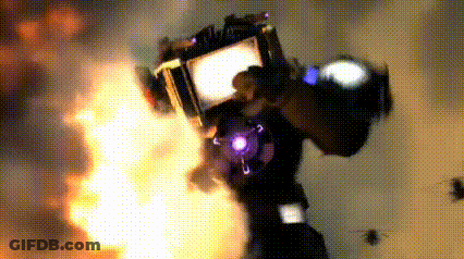 Robot Holding Gun In Front Of Fire GIF