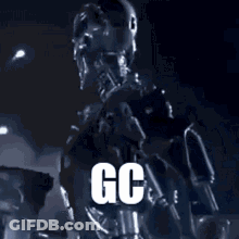 Robot Holding Gun Saying GC GIF