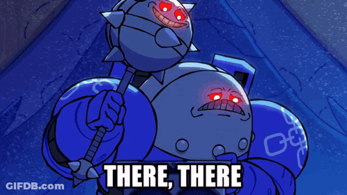 Robot Holding Hammer Saying There There GIF