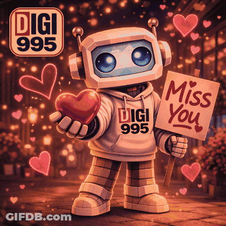 Robot Holding Heart And Miss You Sign GIF
