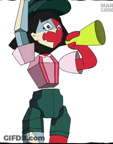 Robot Holding Megaphone With Mar Carde GIF
