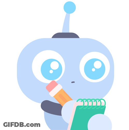 Robot Holding Pencil And Notebook GIF