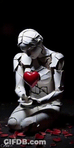 Robot Holding Red Heart With Ka GIF
