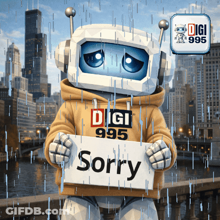 Robot Holding Sign Saying Sorry GIF