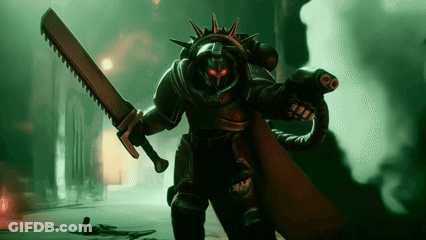 Robot Holding Sword And Gun With Red Eyes GIF