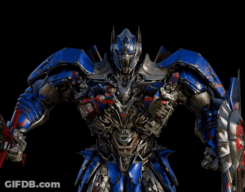 Robot Holding Sword And Shield With Transformers GIF