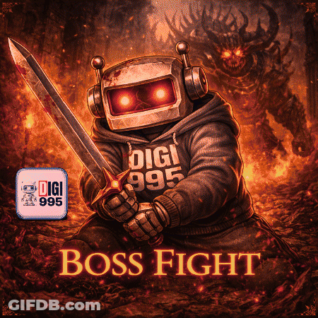 Robot Holding Sword Boss Fight GIF