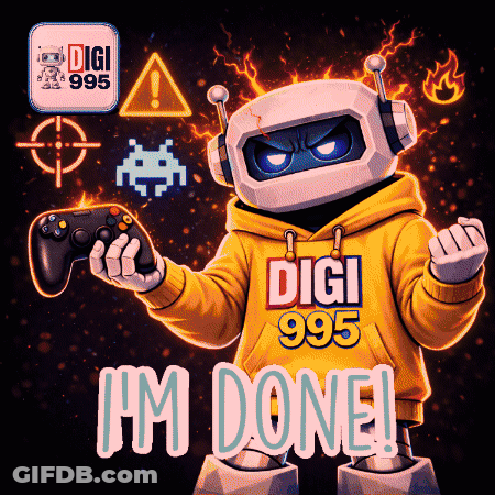 Robot Holding Video Game Controller In Yellow Digi 995 Hoodie GIF