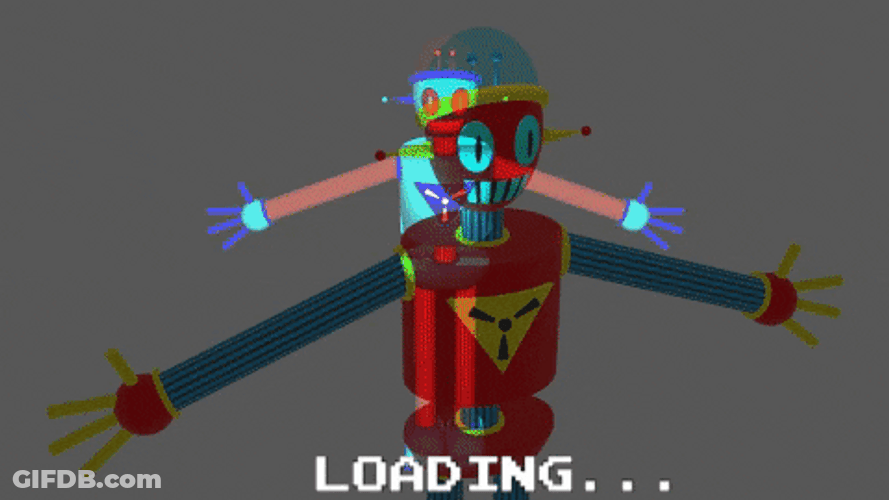 Robot Hugging Loading Screen GIF