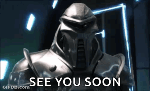 Robot In Armor Standing In Front Of Door Saying See You Soon GIF