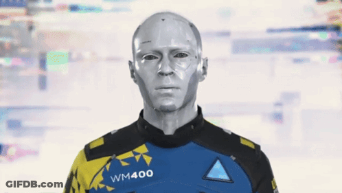 Robot In Blue And Yellow Shirt Wm400 GIF