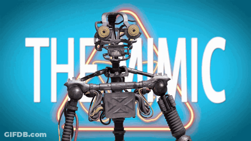 Robot In Dark Room Purple Background GIF