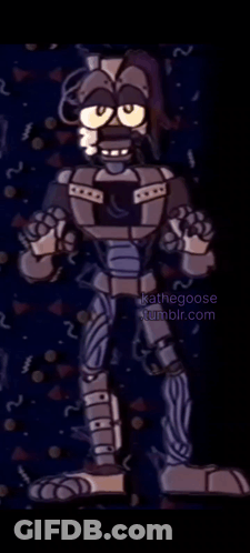 Robot In Dark Room With Purple Background GIF