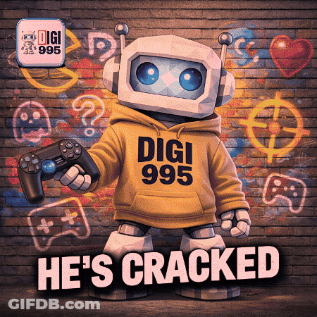 Robot In Digi 995 Hoodie Holding Game Controller GIF
