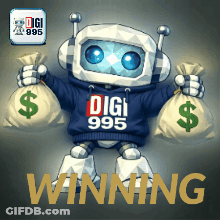 Robot In Digi 995 Hoodie Holding Money Bags GIF