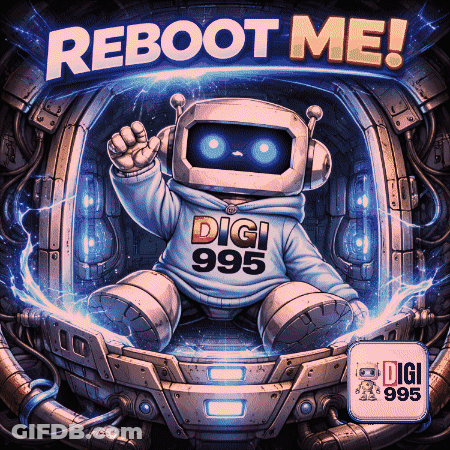 Robot In Digi 995 Hoodie Sitting In Spaceship GIF