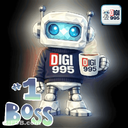 Robot In Digi 995 Sweater Holding Coffee Mug GIF