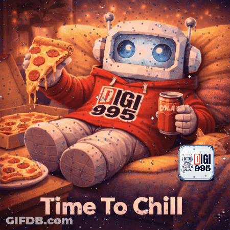 Robot In Digi 995 Sweatshirt Eating Pizza GIF