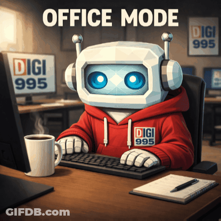 Robot In Digi 999 Hoodie Typing GIF