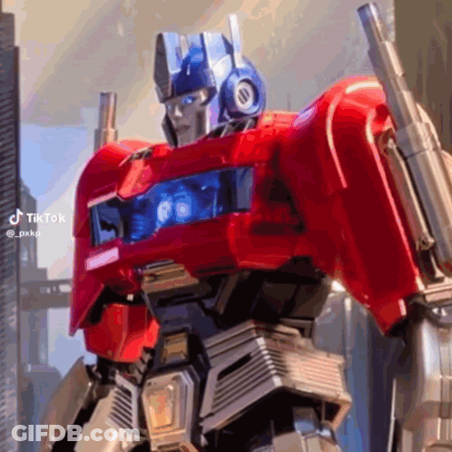 Robot In Front Of City With TikTok Sticker GIF