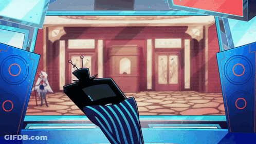 Robot In Front Of Large Building GIF