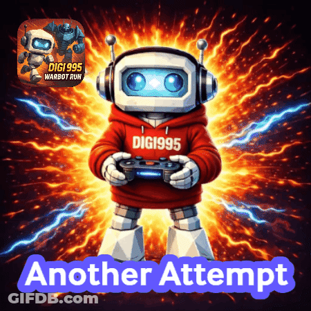 Robot In Headphones And Red Digi 1995 Hoodie With Controller GIF