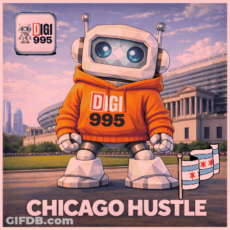 Robot In Orange Hoodie Saying Digi 995 GIF