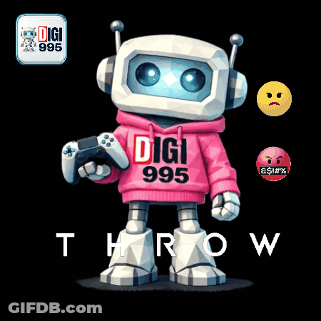 Robot In Pink Digi 995 Hoodie Holding Game Controller GIF