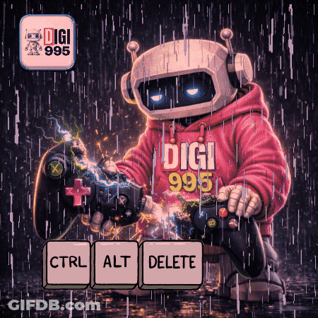 Robot In Red Digi 999 Hoodie Holding Game Controller GIF