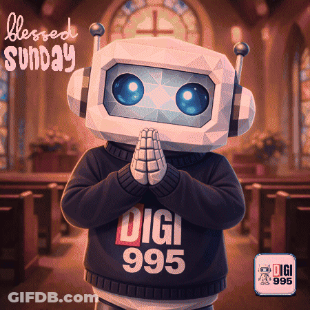Robot In Sweater Saying Digi 995 GIF
