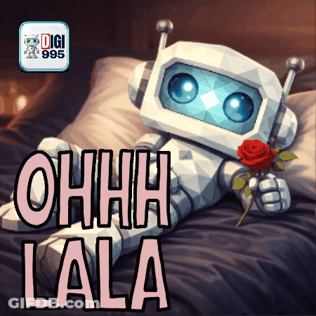 Robot Laying On Bed Holding Rose Ohhh Lala GIF