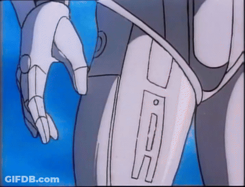 Robot Leg With Letters DC GIF