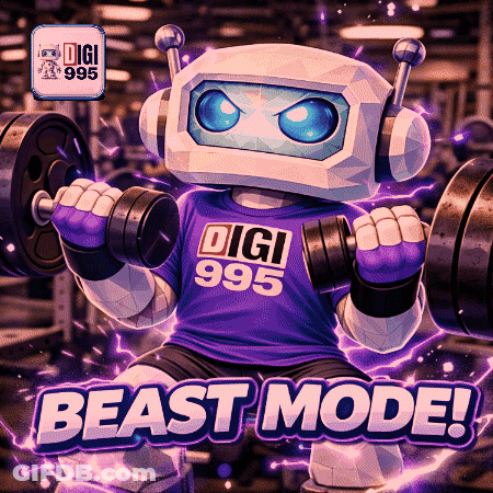 Robot Lifting Dumbbells In Digi 999 Shirt GIF