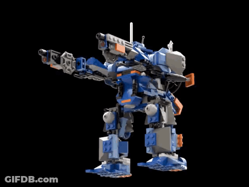 Robot Made Of Lego Bricks Moving GIF