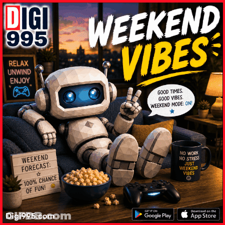 Robot On Couch With Popcorn And No Work No Stress Mug GIF