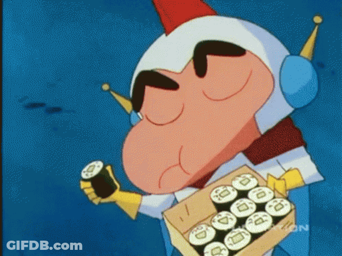 Robot Planet Shin Chan Eating Sushi GIF