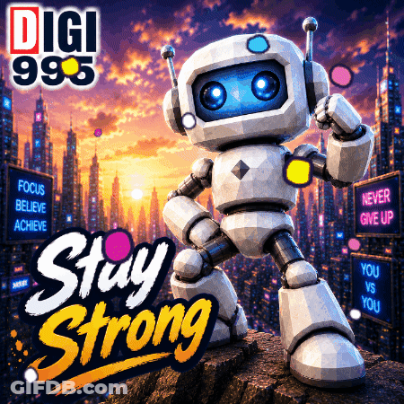 Robot Poster Digi 99.5 Stay Strong GIF