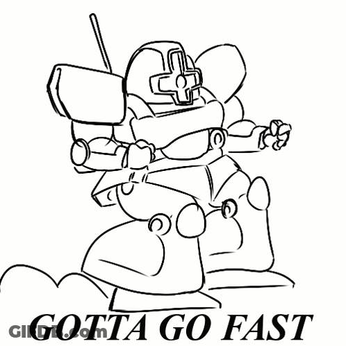 Robot Saying Gotta Go Fast GIF