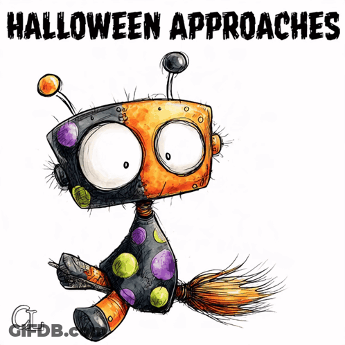 Robot Saying Halloween Approaches GIF